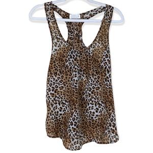 Love Tree Size Small Sleeveless Leopard Sheer Racerback Loose Fitted Tank Top